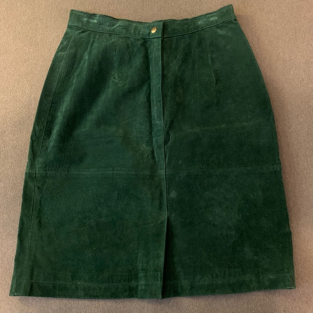 Vintage Pelle New York Suede Forest Green skirt 12